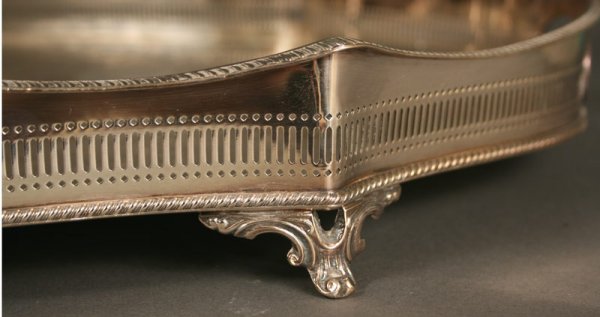 English silverplate gallery tray - 2