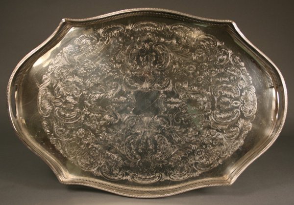 English silverplate gallery tray - 3