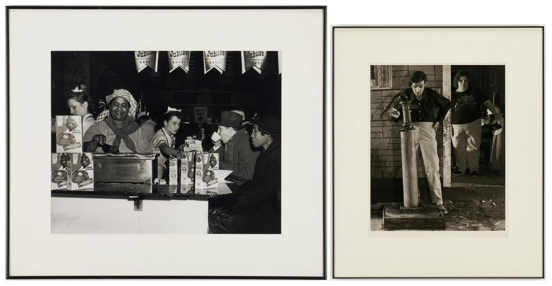 2 Photograph: Shelby Lee Adams, Teenie Harris: Two (2) photographs by Shelby Lee Adams and Charles "Teenie" Harris. 1st item: Shelby Lee Adams (American, b. 1950) silver gelatin print, "Harlan and Cathy with Water Pump," titled lower left margin, 
