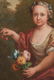 French School 18th C. oil, Girl w/ Cherries and Flowers - 5
