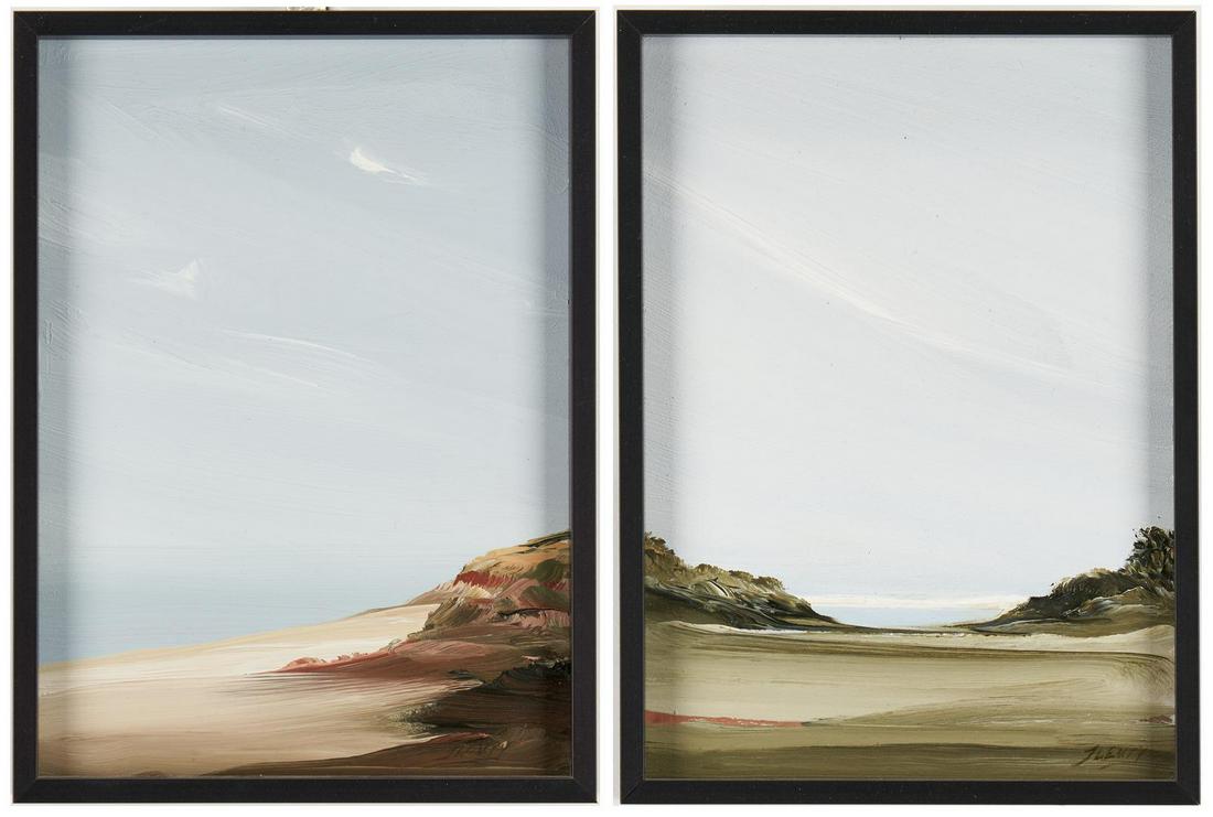 2 small Rick Fleury Coastal Landscapes, MA: Two (2) Rick Fleury (American, b. 1960) small oil on copper coastal Massachusetts landscape paintings, including one (1) depicting Nauset Inlet, Orleans, and one (1) depicting Lecount Hollow, Wellflee