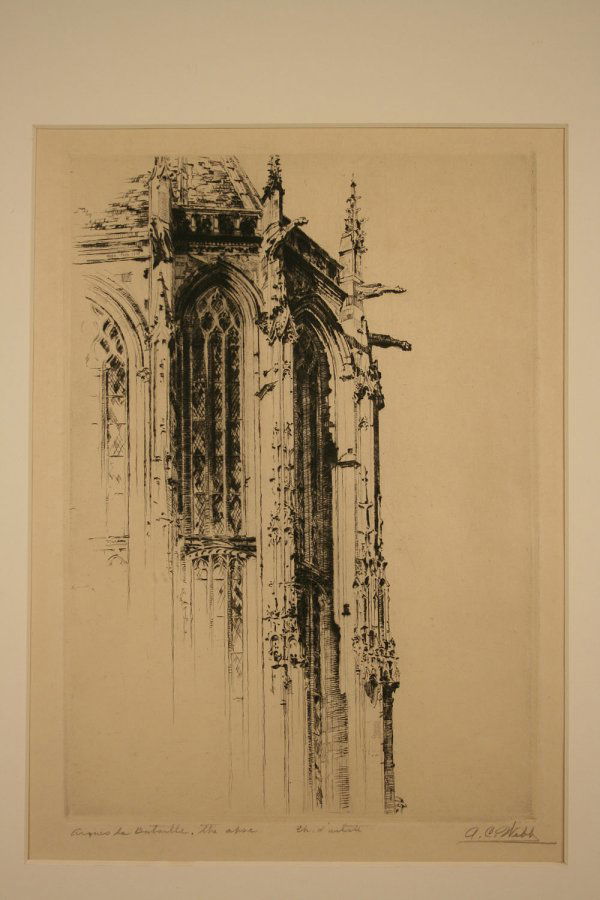 19 Architectural etching pencil signed A. C. b