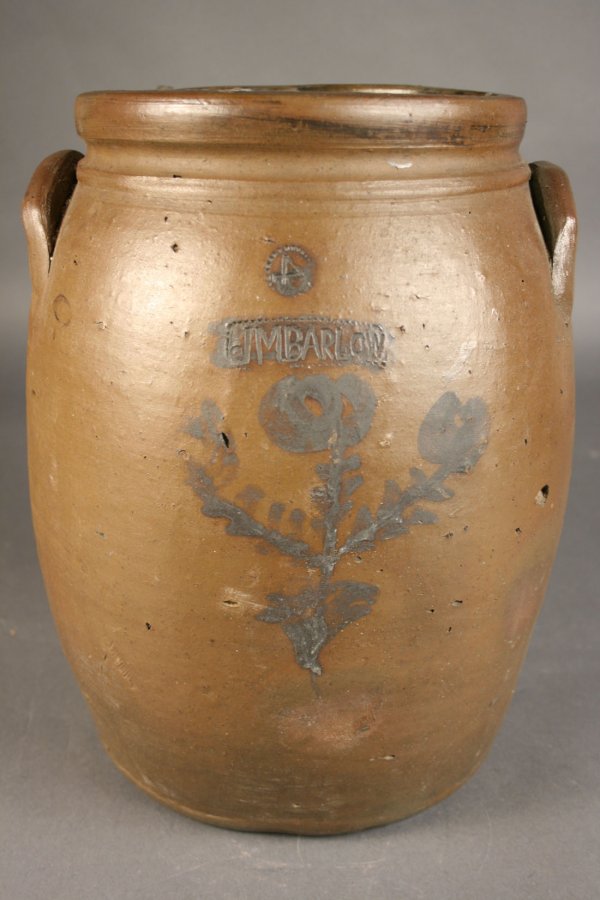 Virgina cobalt decorated jar, J. M. Barlow