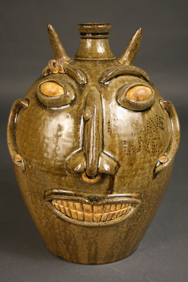 Devil face jug with horns by Matt Jones
