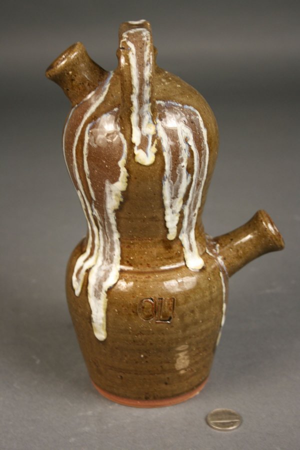 Charles Lisk double tier folk pottery monkey jug