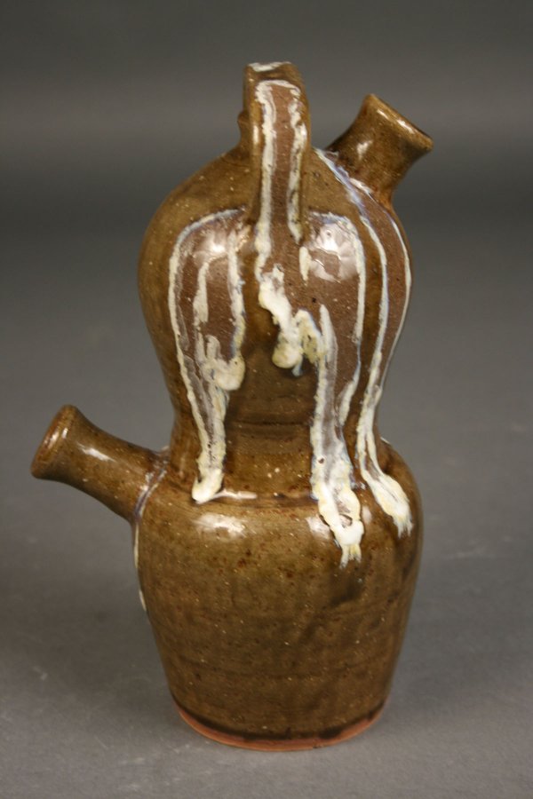 Charles Lisk double tier folk pottery monkey jug - 2