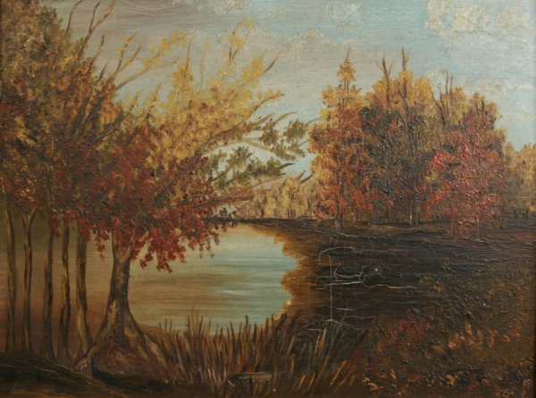Oil on board landscape painting