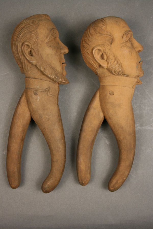 Carved folk art nutcrackers depicting man face - 2