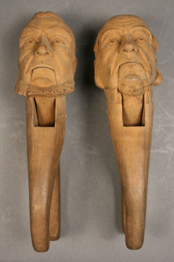 Carved folk art nutcrackers depicting man face - 5