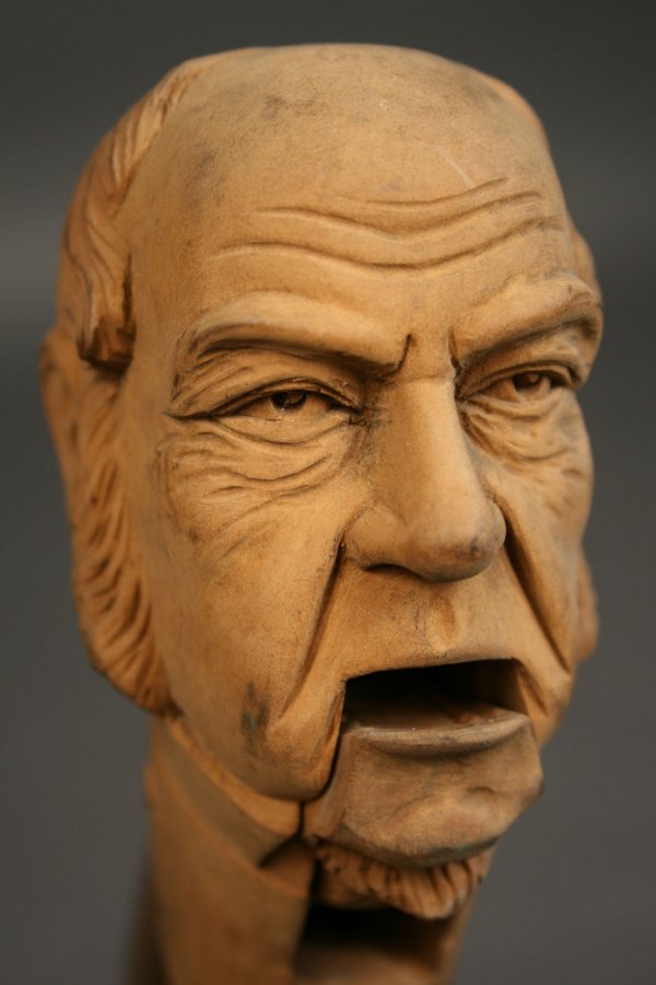 Carved folk art nutcrackers depicting man face - 6