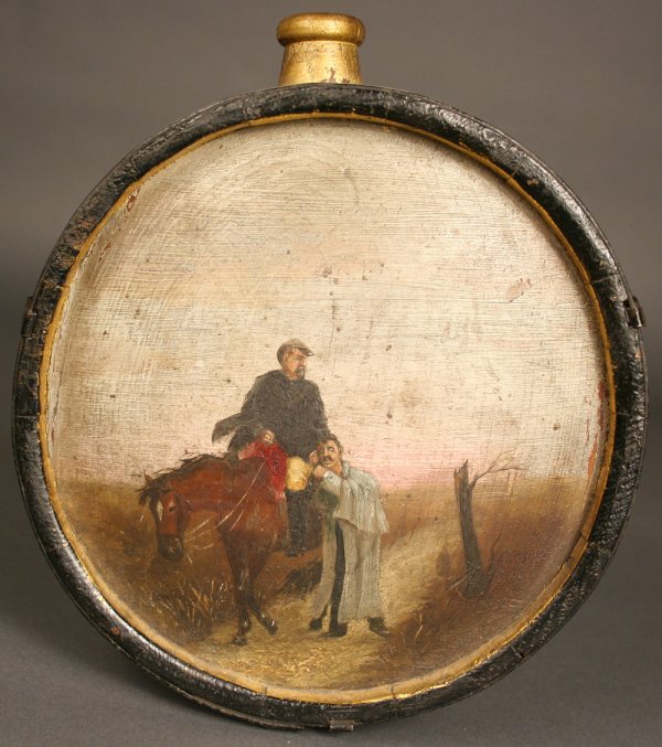 Painted Confederate canteen, att. John Adams Elder - 7