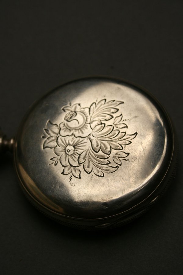 Civil war silver engraved watch case, plus print - 5