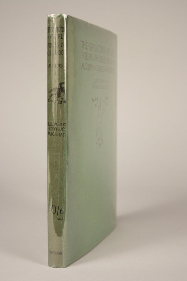 Springtide of Life by Algernon Charles Swinburne,: The Springtide of Life, Poems of Childhood by Algernon Charles Swinburne, illustrated by Arthur Rackham. London: William Heinemann, First edition - 1918. Green cloth hardcover with dust jacket. 8 tipp