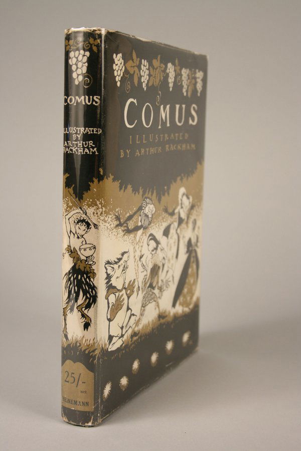 Comus by John Milton, illustrated Arthur Rackham: Comus by John Milton, illustrated by Arthur Rackham. Published by Doubleday, Page, & Company, NY.1921. Green cloth hardcover with dust jacket. 22 tipped-in color plates with captioned tissue-guards an