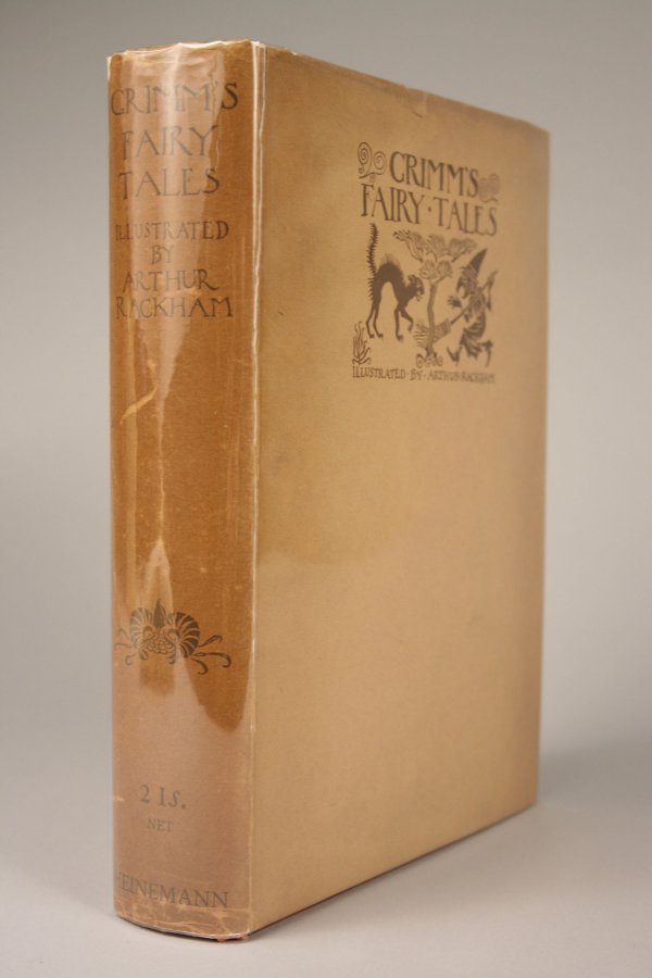 Grimm's Fairy Tales, illustrated by Arthur Rackham: Grimm's Fairy Tales, illustrated by Arthur Rackham. Published by William Heinemann, London. 1925. Red cloth hardcover with dust jacket. 40 tipped-in color plates with captioned tissue guards and other