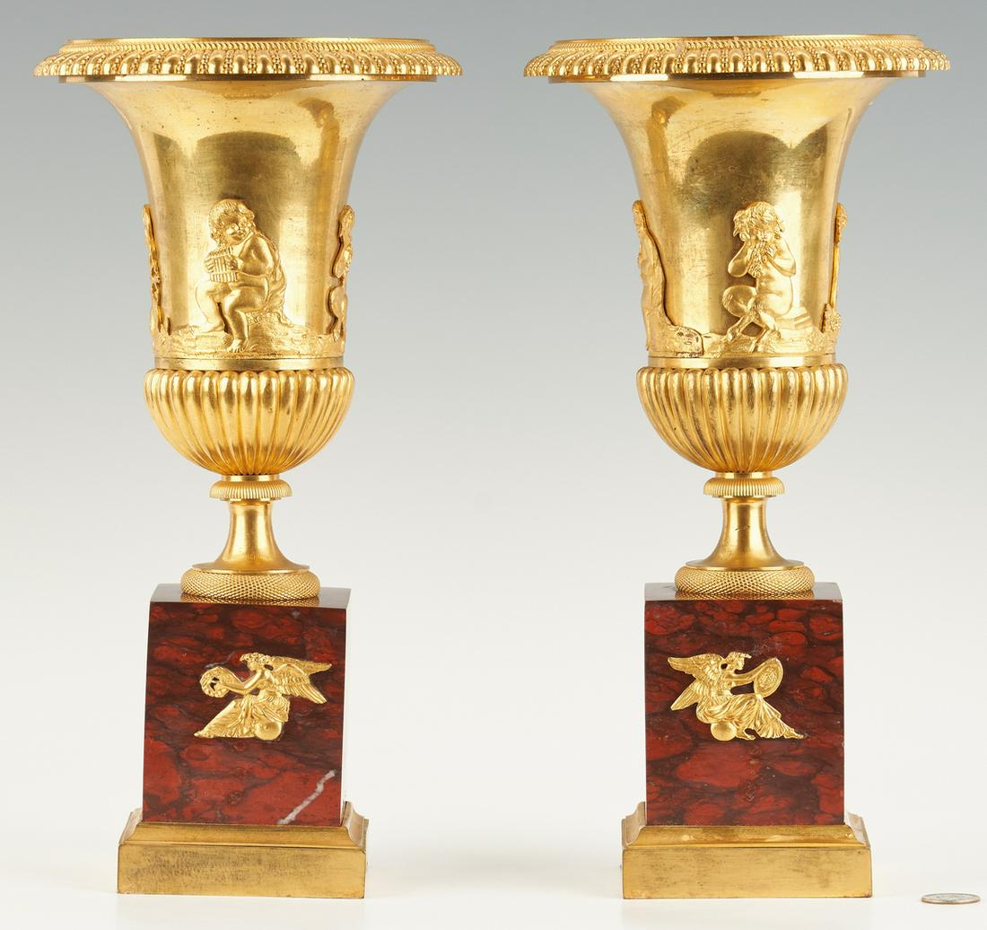 Pair Empire Ormolu Urns, Red Marble Bases (1 of 14)