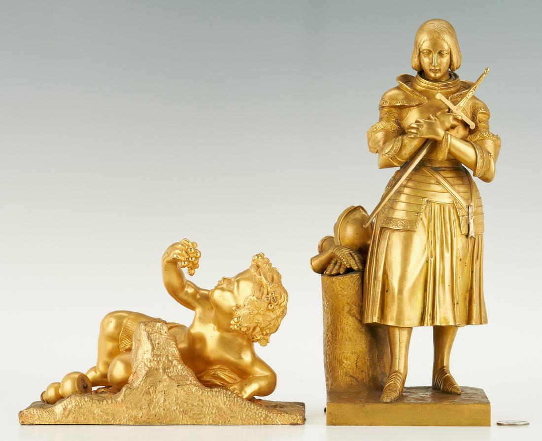 2 French Gilt Bronze Sculptures, Joan of Arc & Cherub (1 of 20)