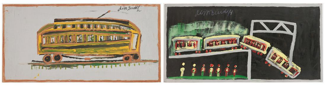 2 J. L. Sudduth Paintings, Train Scene & Streetcar (1 of 19)