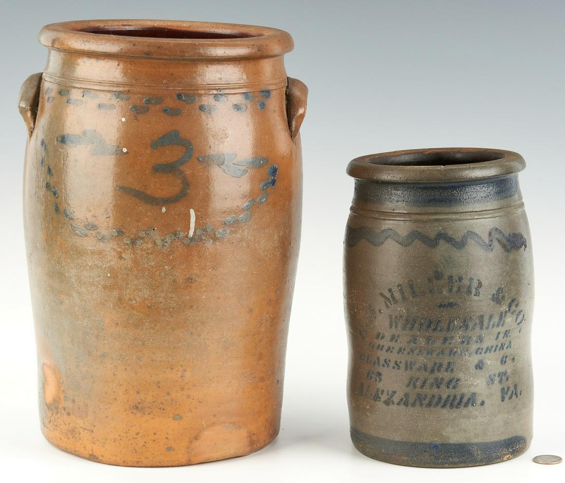 2 VA Stoneware Jars w/ Cobalt, incl. H.J. Miller (1 of 15)