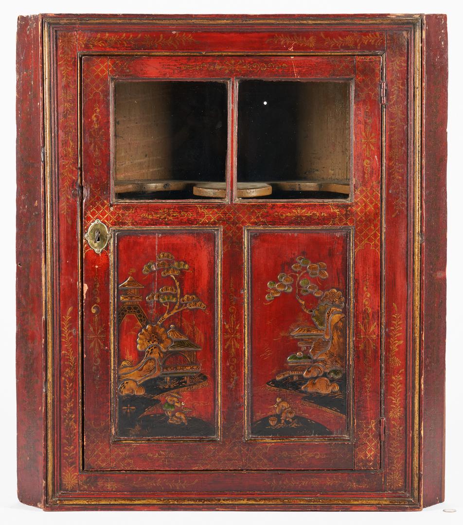 Chinoiserie Red Lacquer Hanging Corner Cupboard (1 of 14)