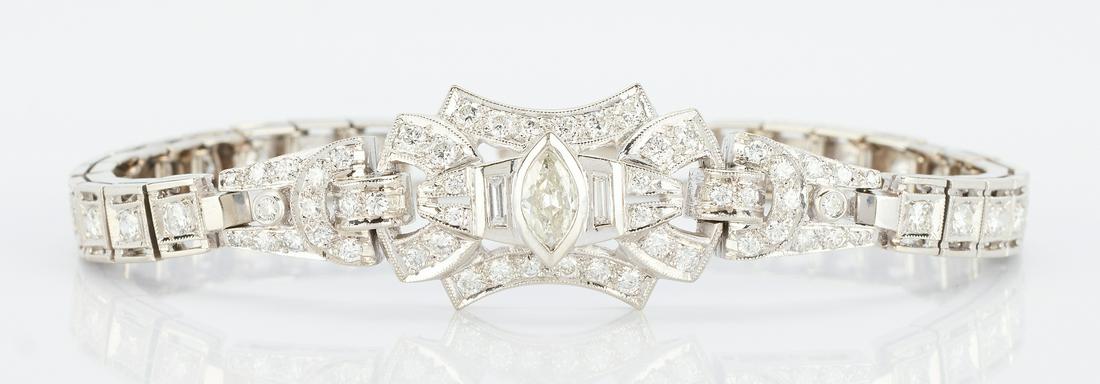 Ladies 14K & Diamond Art Deco Style Bracelet (1 of 10)