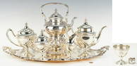 5 pc. Reed & Barton Sterling Tea Set w/ SP Kettle and