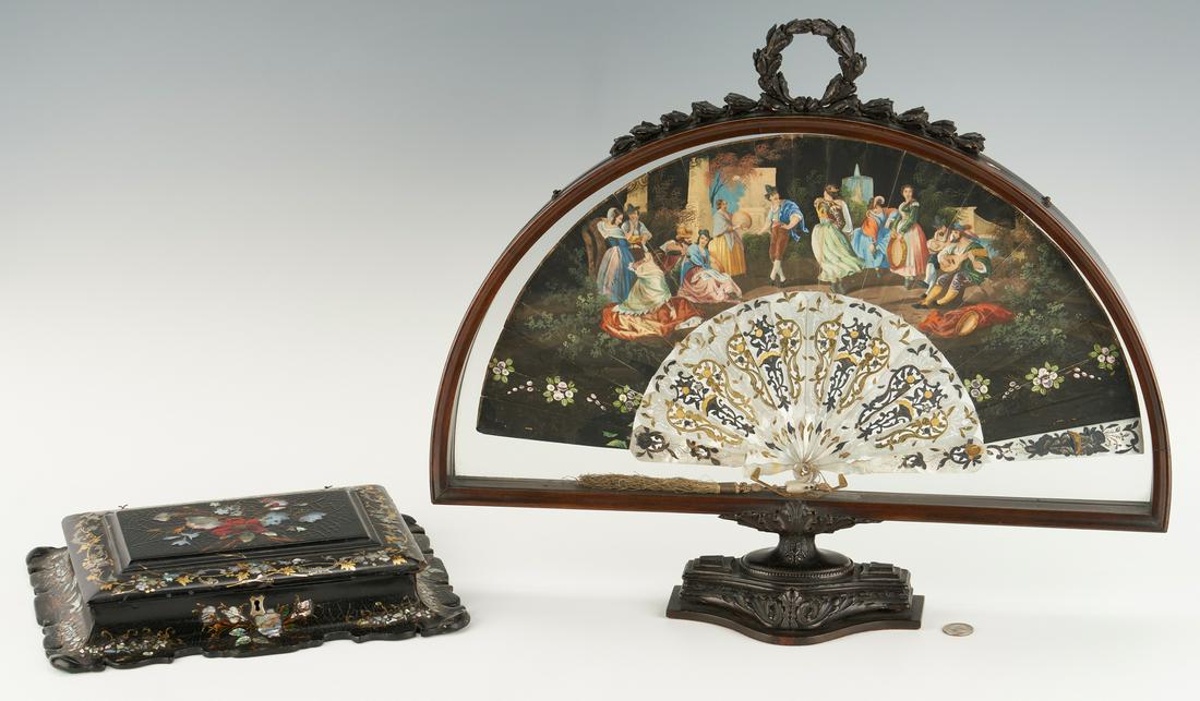 Hand Painted European Fan & Paper Mache Box (1 of 20)