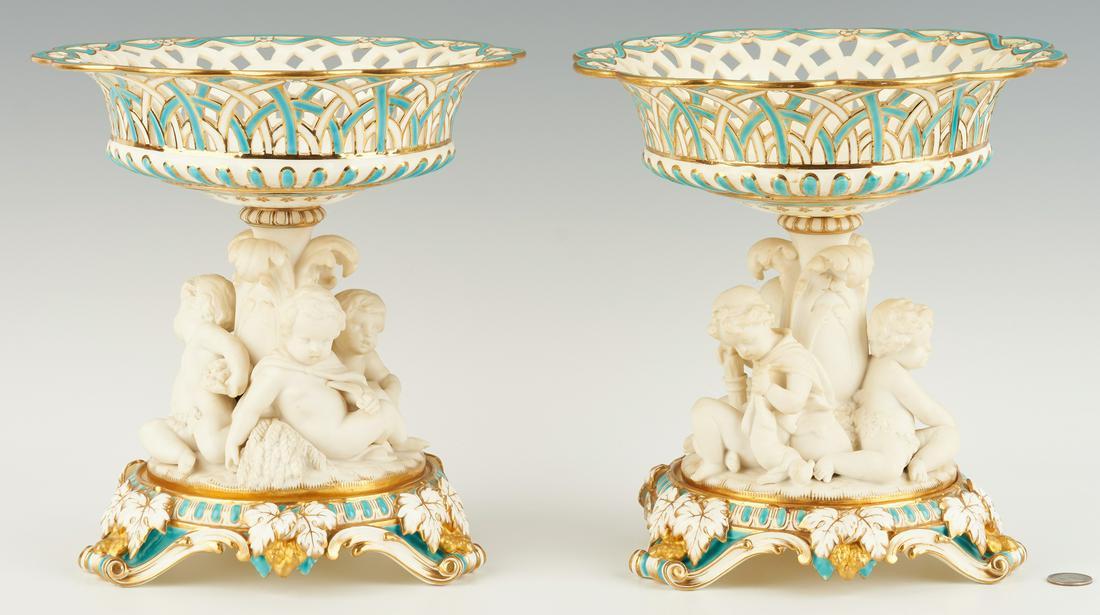 Pair Porcelain Corbeilles with Bisque Putti (1 of 15)