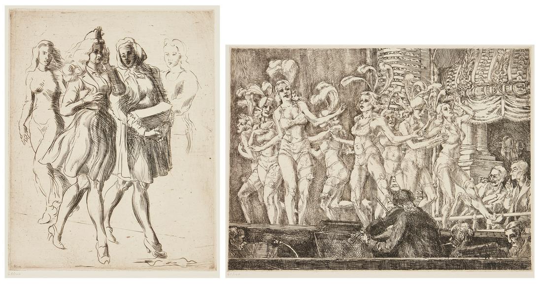 2 Reginald Marsh Prints, Minsky's New Gotham Circus &: Two (2) Reginald Marsh (New York/Vermont, 1898-1954) prints from the Thirty Etchings and Engravings portfolio, edition of 100, printed by Andersen-Lamb Photogravure Corporation, published by Whitney M