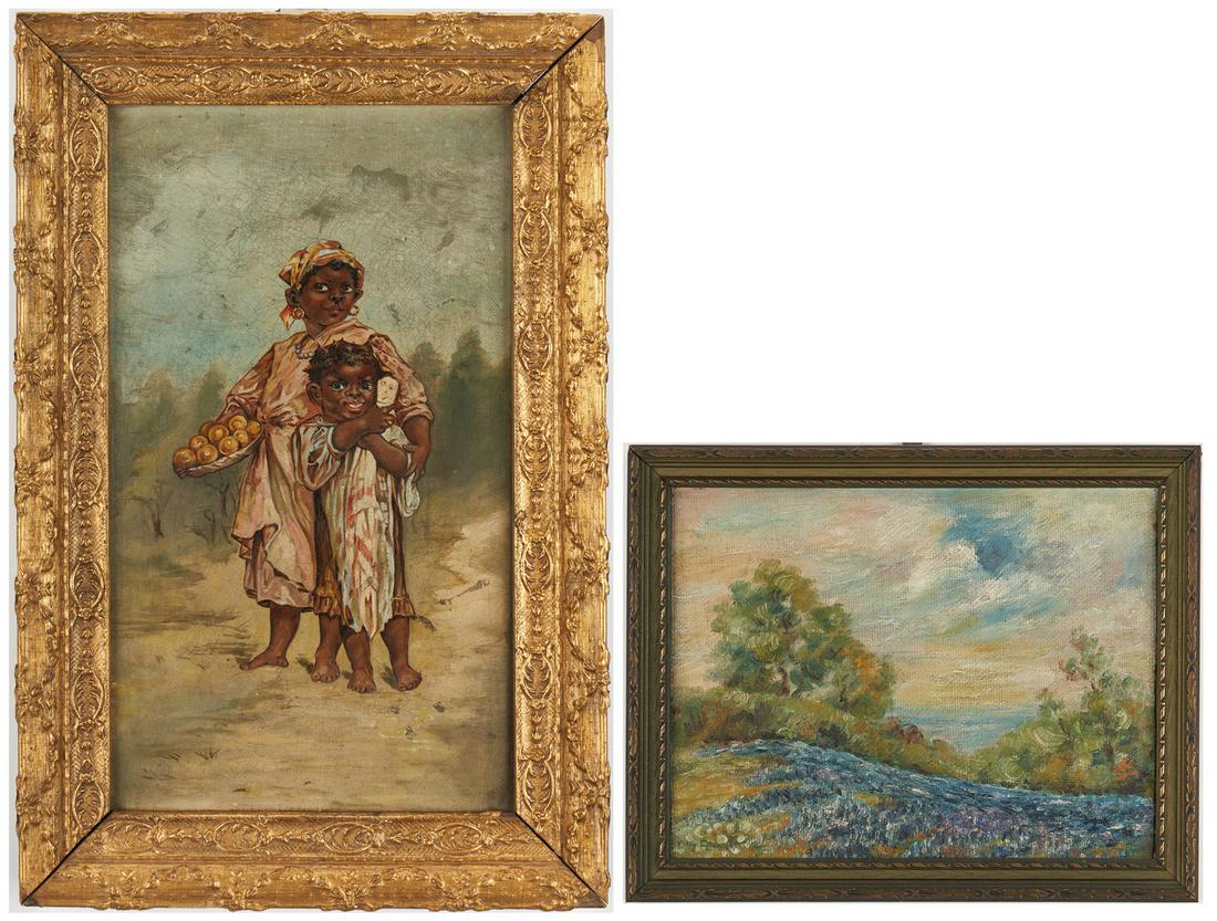 2 Oil Paintings, incl. African American Portrait, (1 of 18)