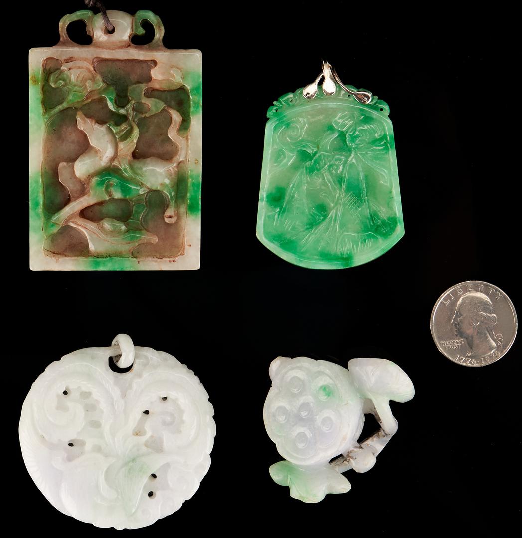 4 Chinese Jade pendants inc. 14K and diamond (1 of 10)