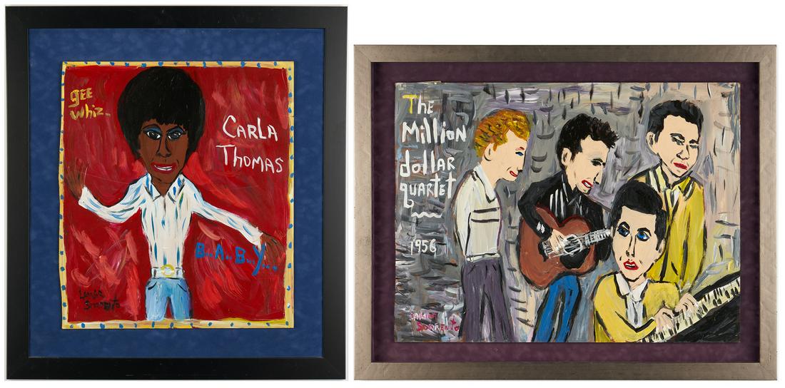 2 Lamar Sorrento Folk Art Paintings on Board (1 of 20)