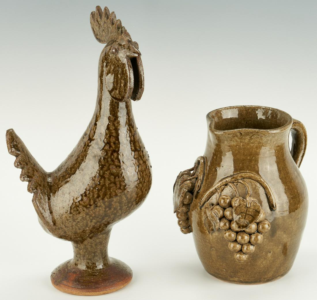 2 Edwin Meaders Folk Pottery Items, Rooster & Pitcher (1 of 20)