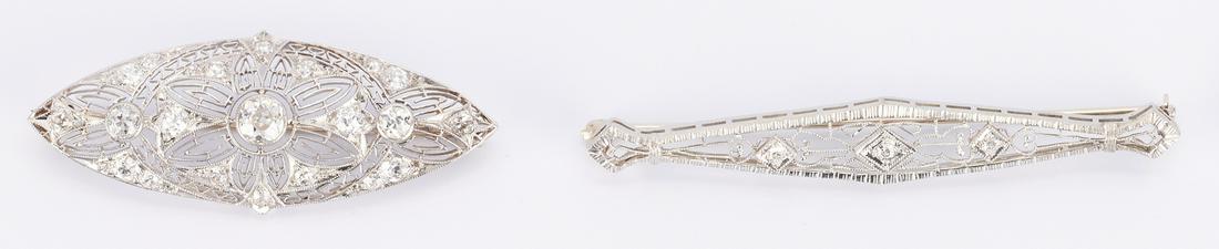 2 Ladies White Gold Filigree & Diamond Brooches (1 of 9)