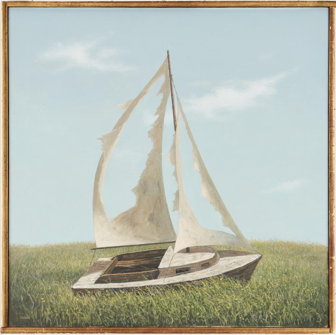 Evelyn Taylor O/C Painting, Boat with Tattered Sails (1 of 12)