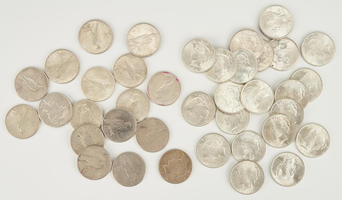 Group of Peace Silver Dollars, incl. UNC Roll (1 of 4)