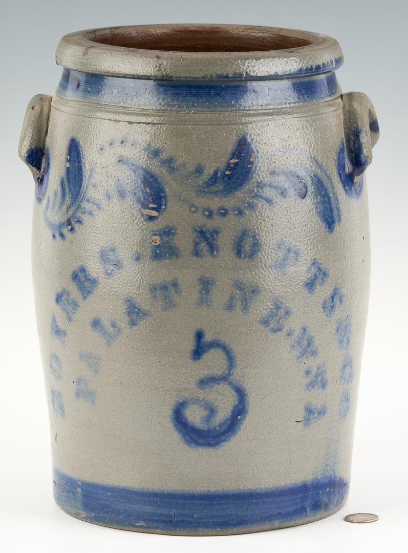 Boyers Knotts & Co., Palentine, WV 3- Gallon Jar: Boxers Knotts and Company, Palatine, West Virginia 3-gallon cobalt decorated salt-glazed stoneware preserving jar, stenciled "Boxers.Knotts & Co./Palatine.W.VA" with "3" below denoting capacity to one