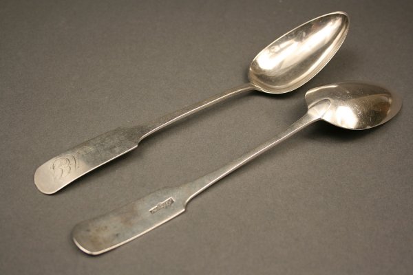 Coin silver ladle, NY & 6 assorted coin silver  - 4