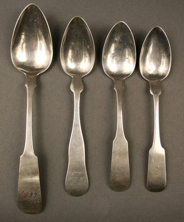 Coin silver ladle, NY & 6 assorted coin silver  - 7