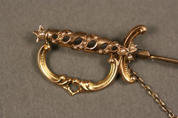 Vintage gold sword tie pin, poss. Edwardian - 3
