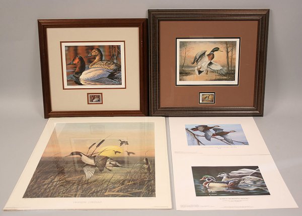 5 Ralph McDonald items, Wildlife Prints and Stamps: Lot of 5 items, three wildlife prints and two wildlife prints with stamps. 1st item - Ralph J. McDonald, Tennessee (late 20th century). Limited edition print and Mallard Stamp, 1994, pencil signed in 