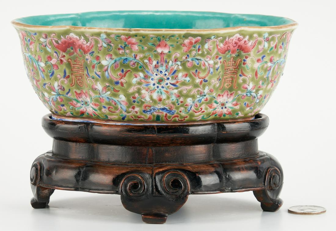 Chinese Famille Rose Quatrefoil Bowl w/ Stand (1 of 19)