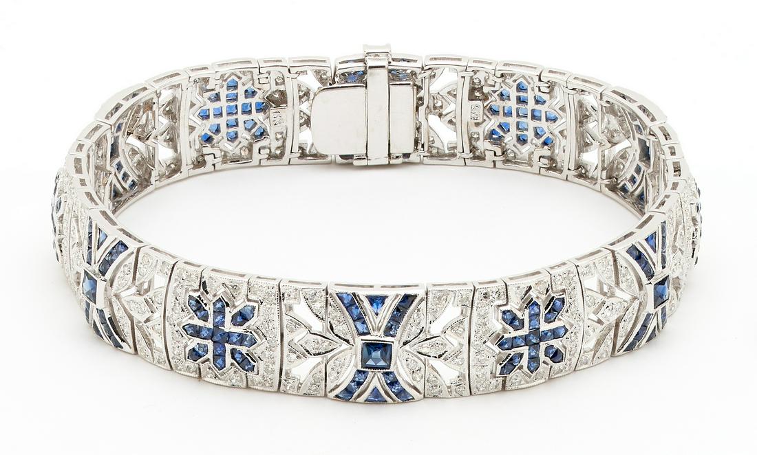 14K Art Deco Diamond & Sapphire Bracelet (1 of 9)