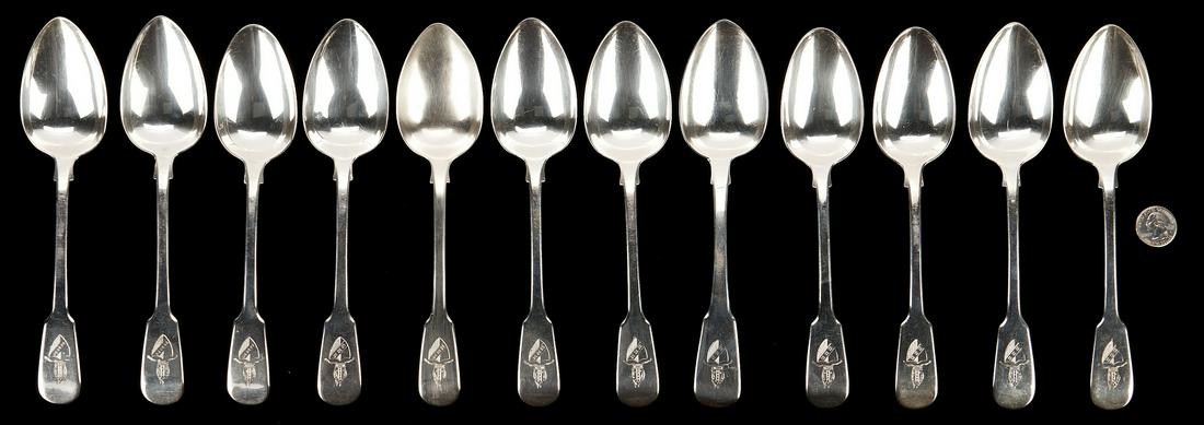 11 Paul Storr Spoons plus 1 more, Bishop of Eley Crests (1 of 5)