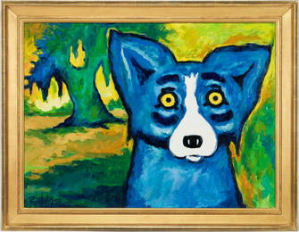 George Rodrigue Original Blue Dog Acrylic on Canvas