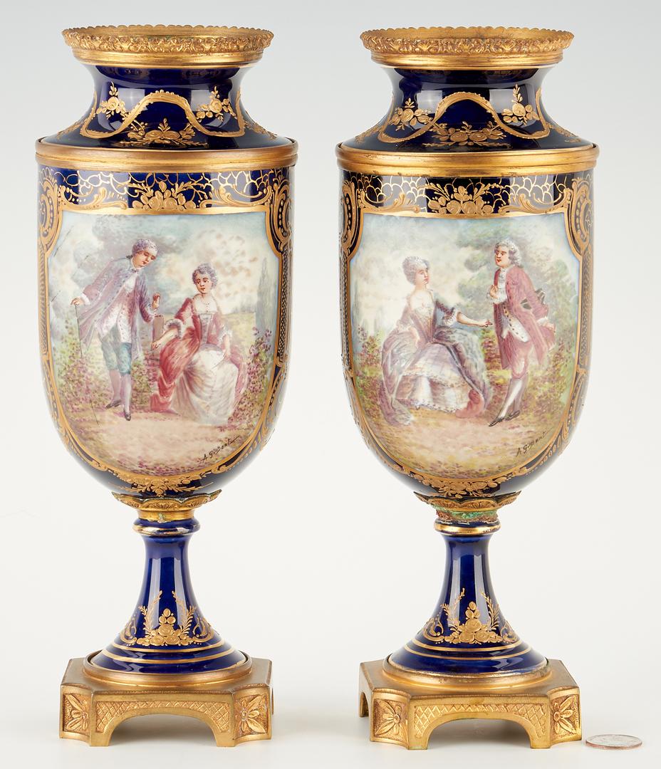 Pair of French Porcelain Urns, Gilt Mounts, Artist (1 of 17)