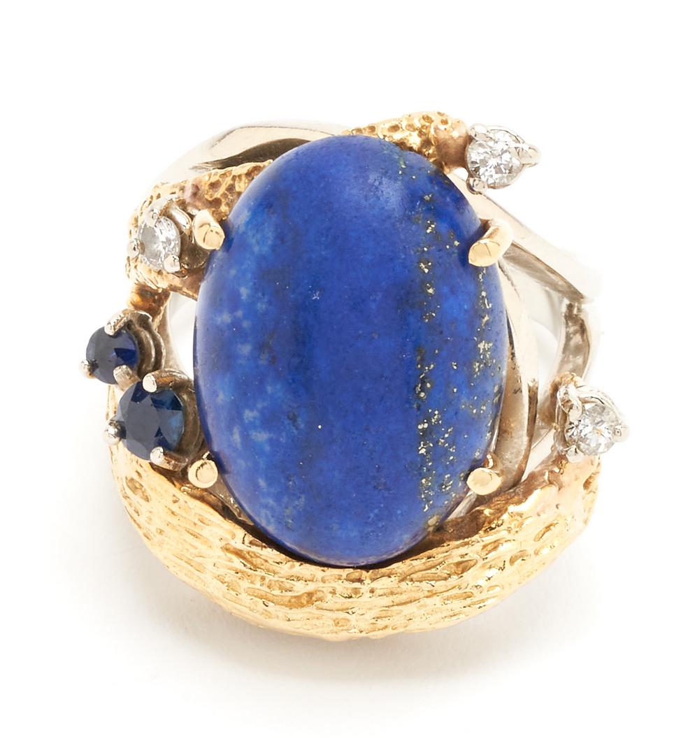 Ladies Custom 18K Lapis, Diamond, & Sapphire Ring (1 of 8)