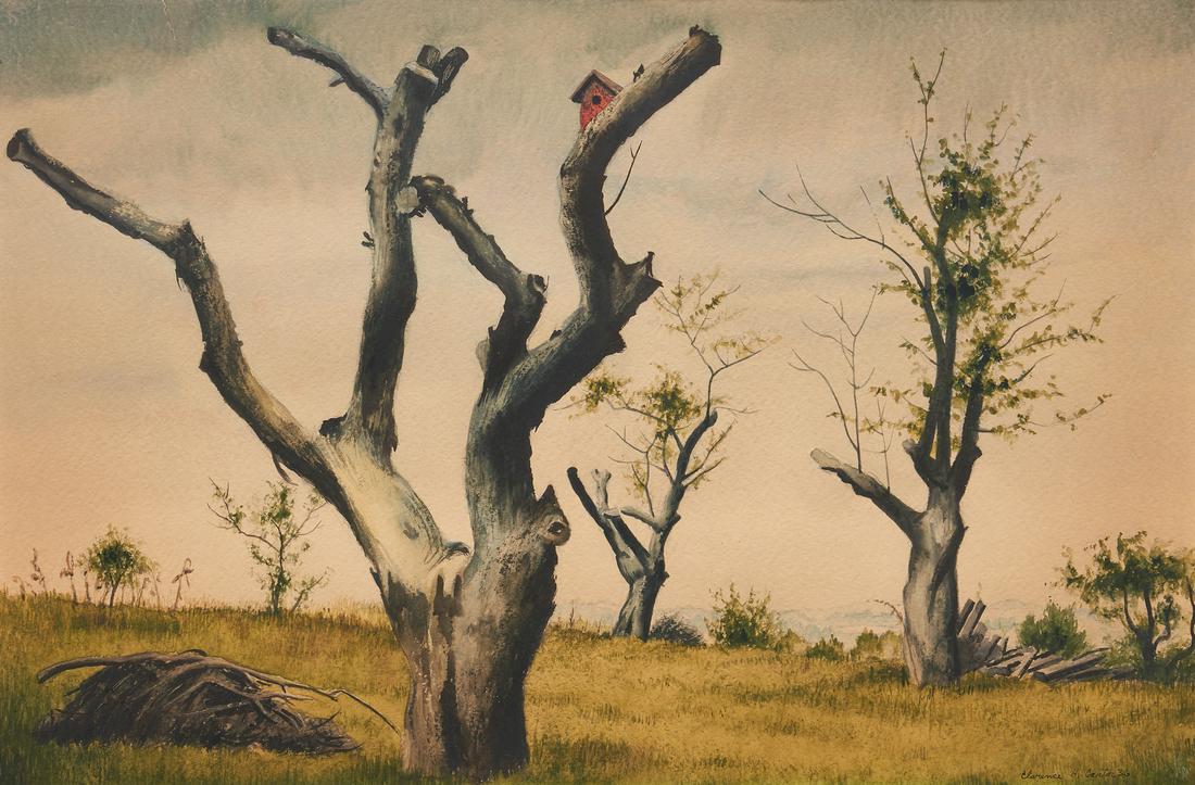 Clarence H. Carter W/C Painting, Trees in a Field (1 of 7)