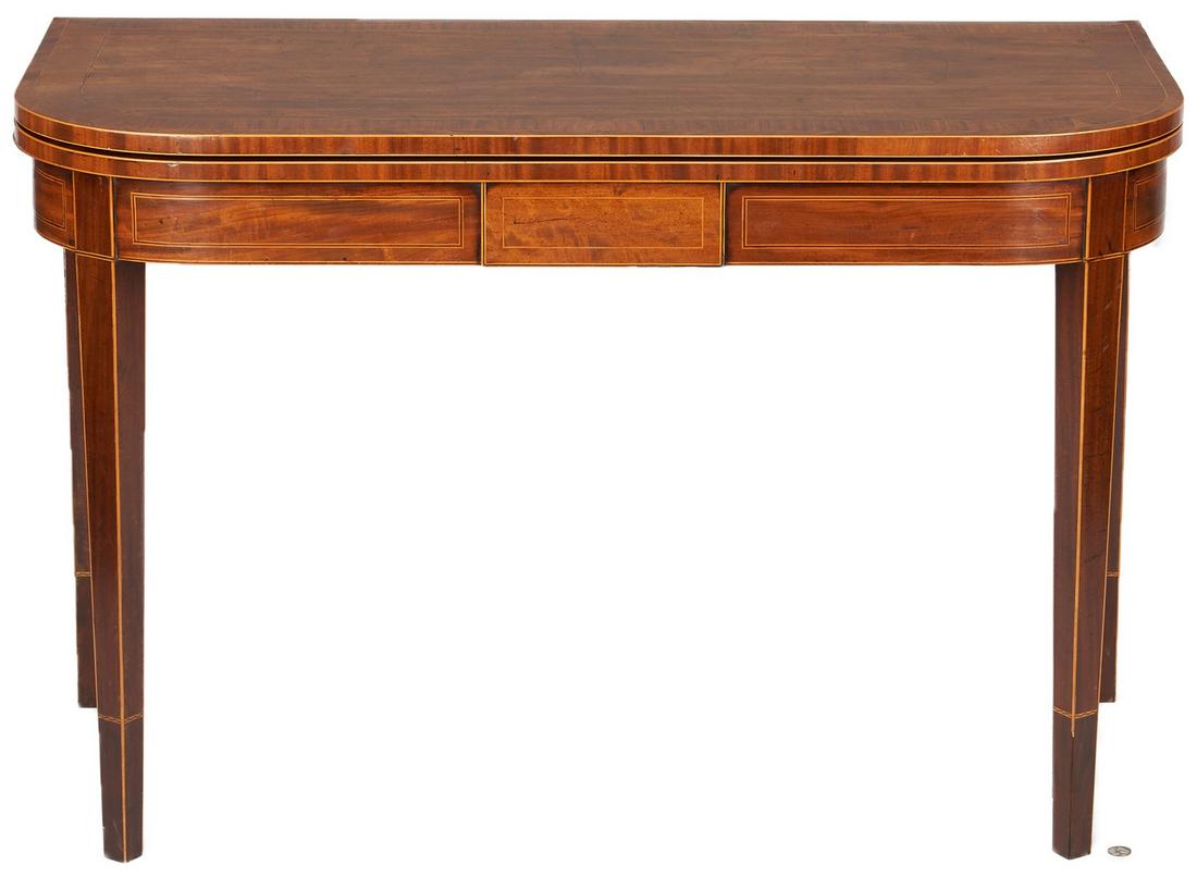 George III Inlaid Demilune Card Table (1 of 20)