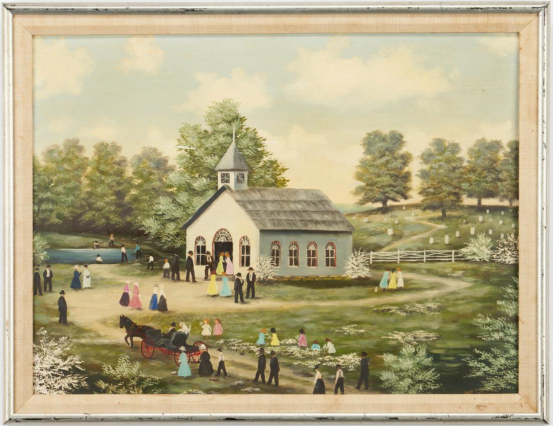Rosa Brooks Beason KY Folk Art Amish Church Scene (1 of 17)